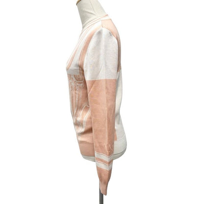 Hermes Top Pink Ivory Bridesdegala Knit Long Sleeve