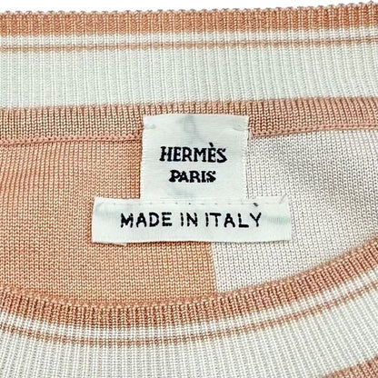 Hermes Top Pink Ivory Bridesdegala Knit Long Sleeve