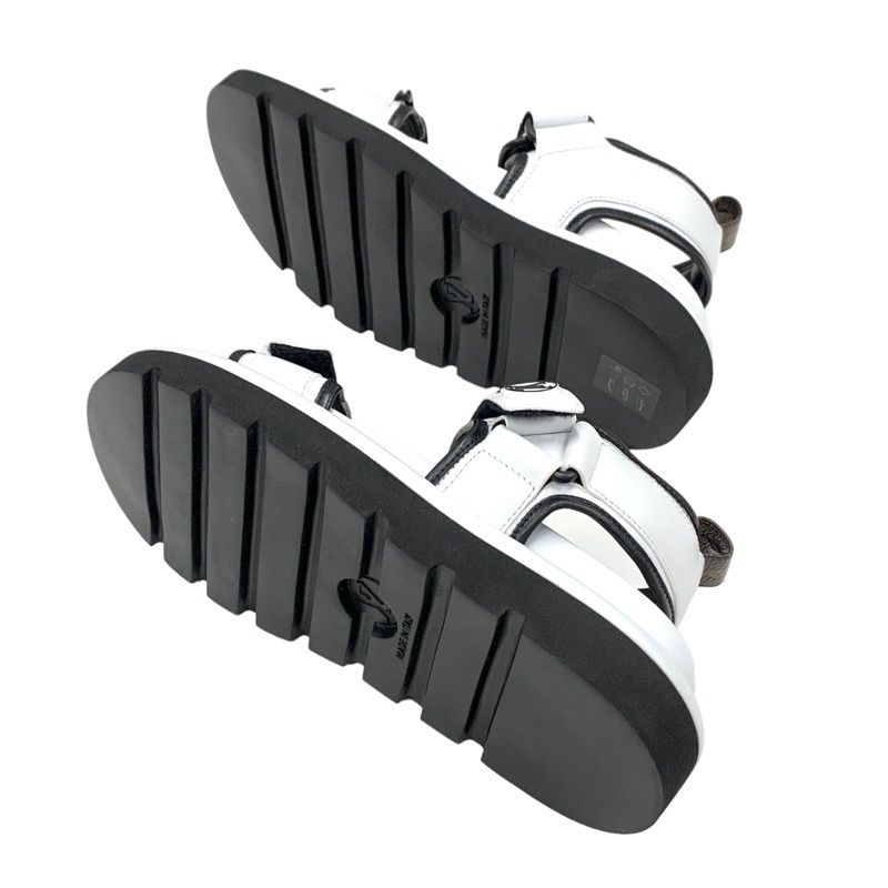 Louis Vuitton Pool Pillow Line Sandals Shoes Leather White Black White Unused