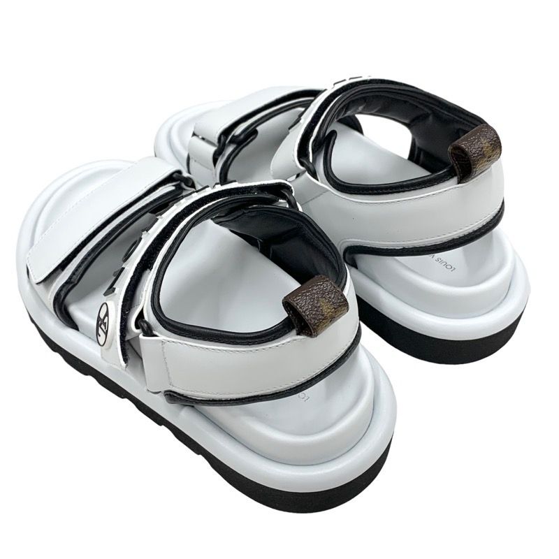 Louis Vuitton Pool Pillow Line Sandals Shoes Leather White Black White Unused