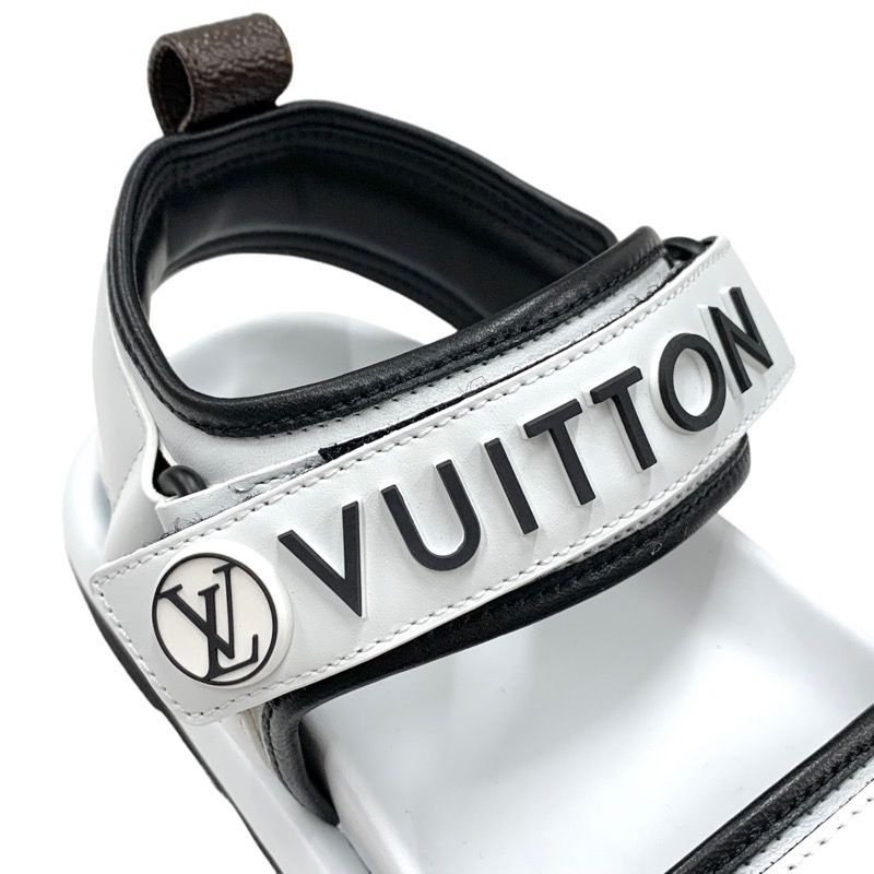 Louis Vuitton Pool Pillow Line Sandals Shoes Leather White Black White Unused