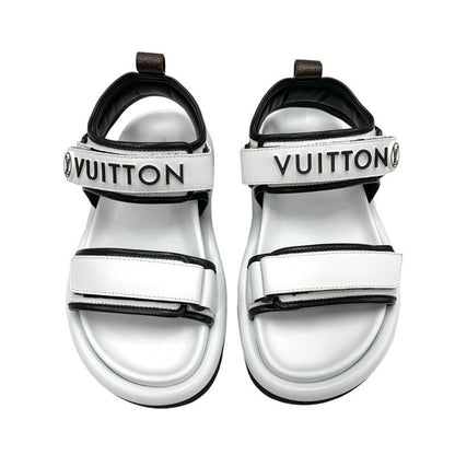Louis Vuitton Pool Pillow Line Sandals Shoes Leather White Black White Unused
