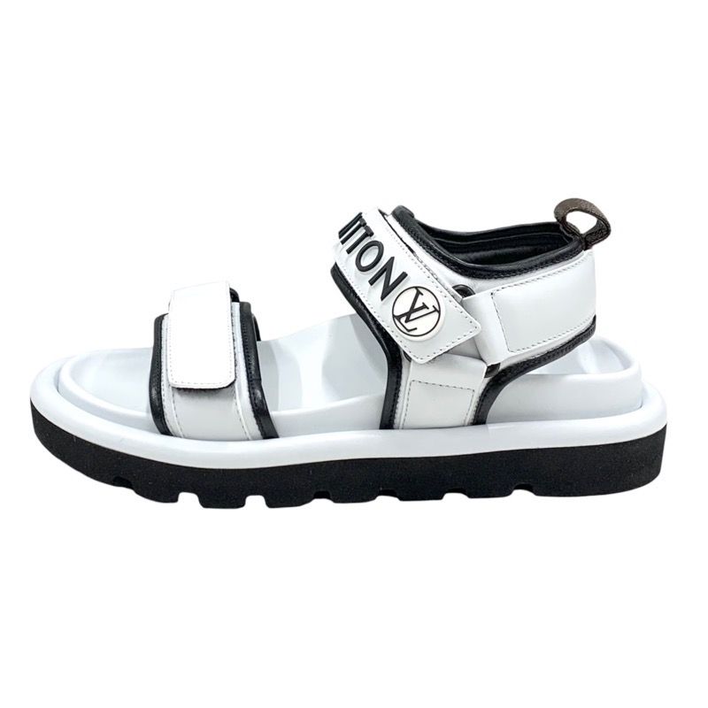 Louis Vuitton Pool Pillow Line Sandals Shoes Leather White Black White Unused