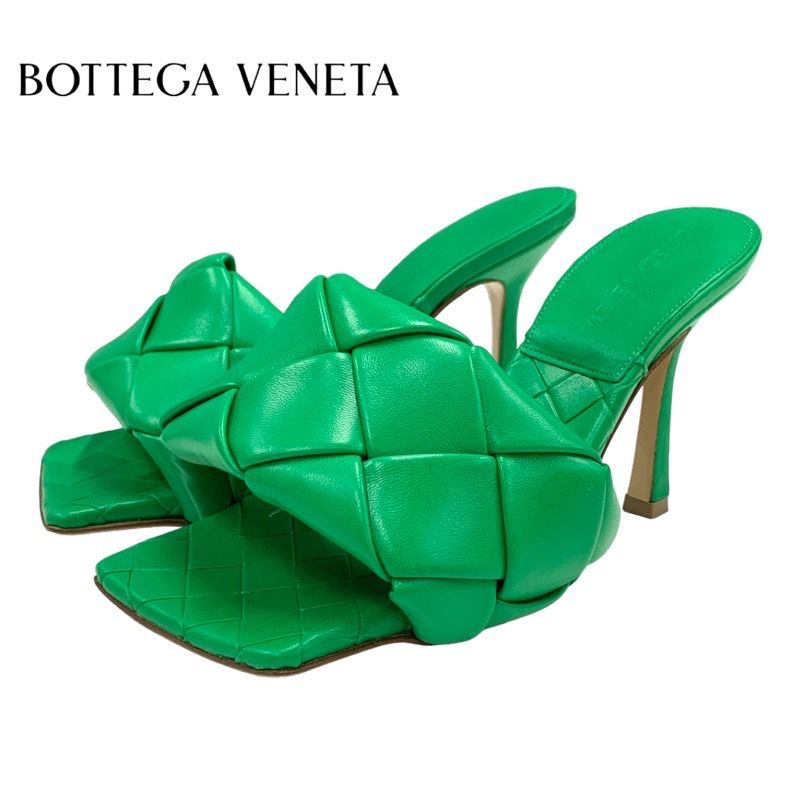 Bottega Veneta Lido Sandals Shoes Leather Green Mules Intrecciato