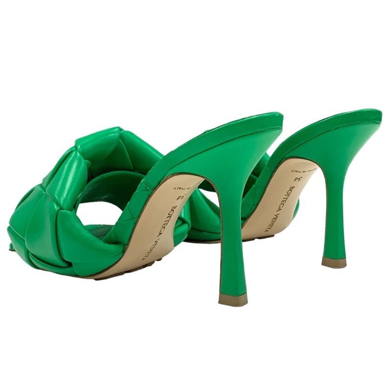 Bottega Veneta Lido Sandals Shoes Leather Green Mules Intrecciato