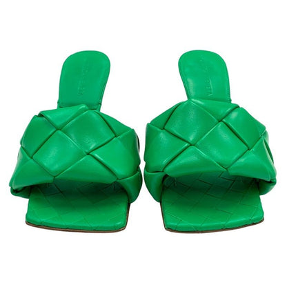 Bottega Veneta Lido Sandals Shoes Leather Green Mules Intrecciato