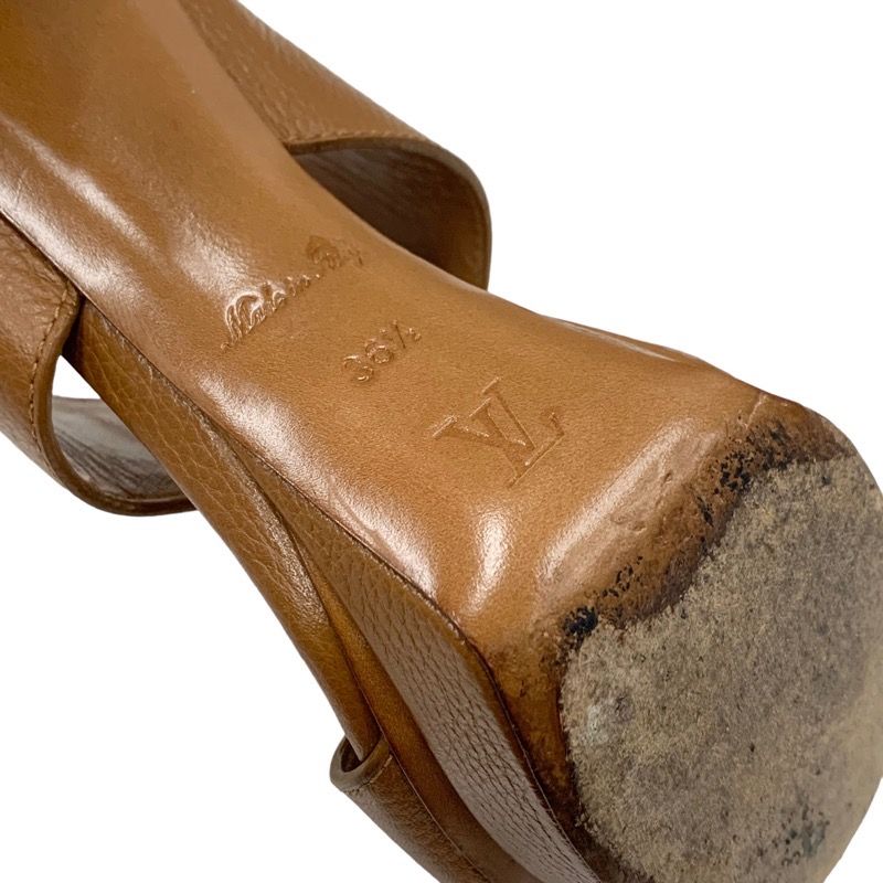 Louis Vuitton Lock It Line Sandals Shoes Leather Brown Gold Logo Strap