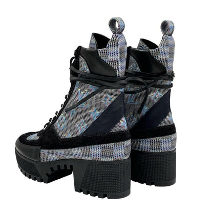 Louis Vuitton Laurie Line Monogram Boots Short Boots Shoes Leather Suede Black