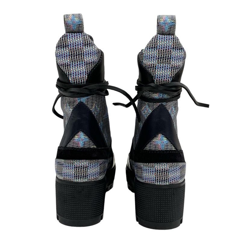 Louis Vuitton Laurie Line Monogram Boots Short Boots Shoes Leather Suede Black