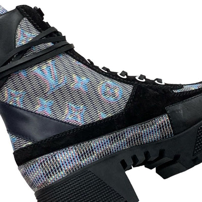 Louis Vuitton Laurie Line Monogram Boots Short Boots Shoes Leather Suede Black