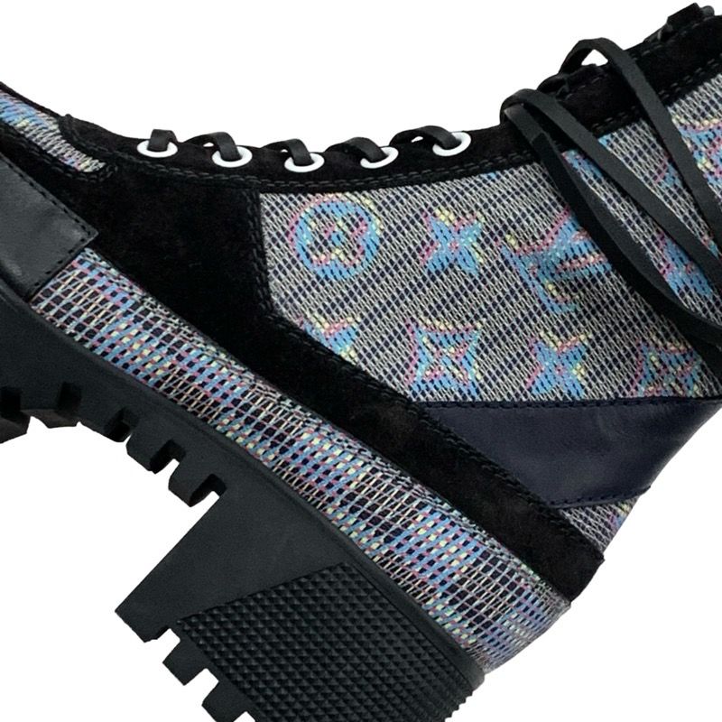 Louis Vuitton Laurie Line Monogram Boots Short Boots Shoes Leather Suede Black