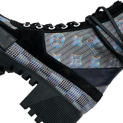 Louis Vuitton Laurie Line Monogram Boots Short Boots Shoes Leather Suede Black