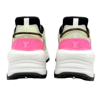 Louis Vuitton Run 55 Line Monogram Sneakers Shoes Fabric Neon Yellow Neon Pink