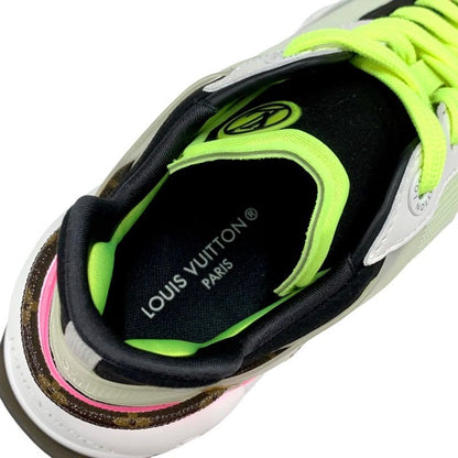 Louis Vuitton Run 55 Line Monogram Sneakers Shoes Fabric Neon Yellow Neon Pink