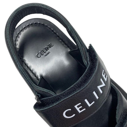 Celine Leo Sandals Shoes Leather Black White Sports Sandals Logo Velcro