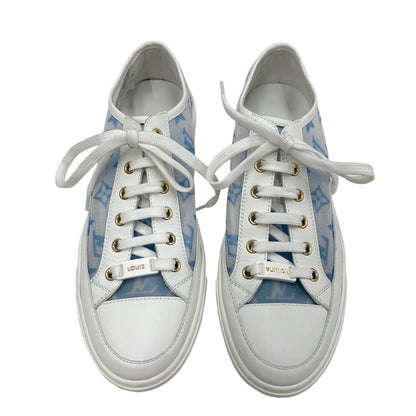 Louis Vuitton Stellar Line Monogram Sneakers Shoes Mesh Leather White Blue Logo