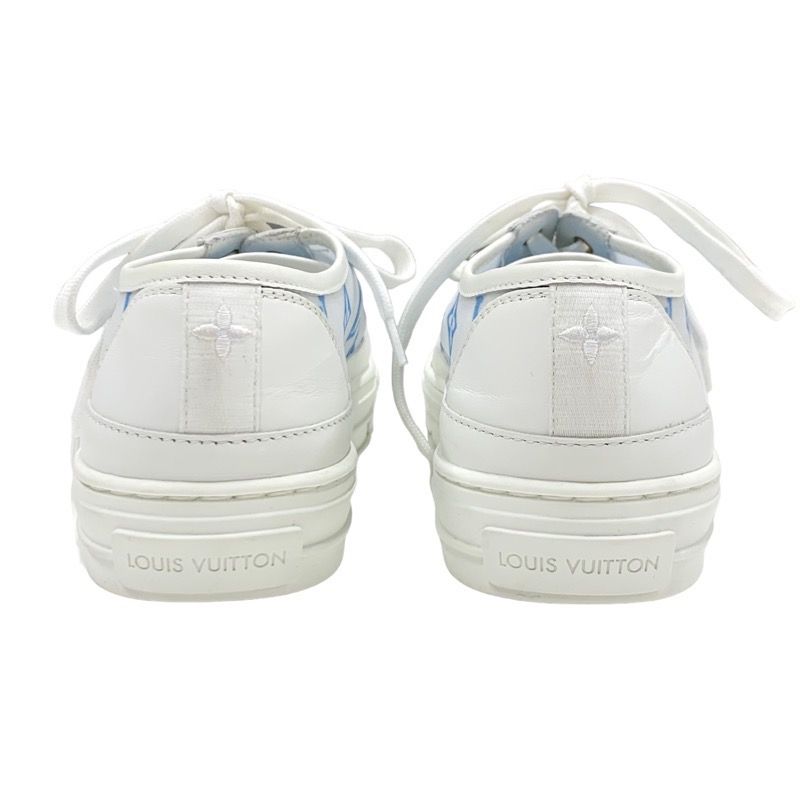 Louis Vuitton Stellar Line Monogram Sneakers Shoes Mesh Leather White Blue Logo
