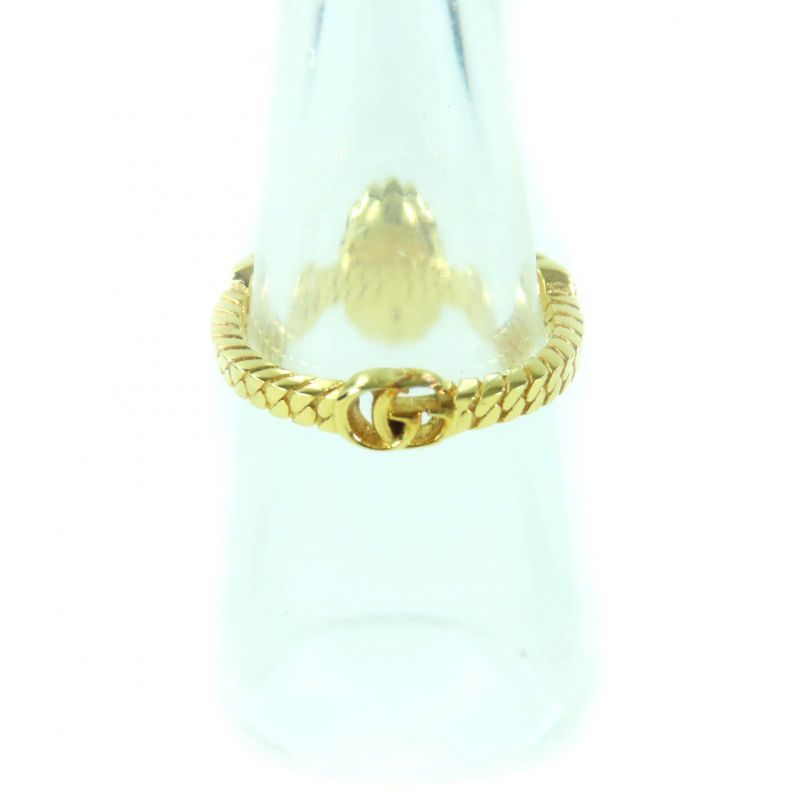 Gucci 702585 Double G Rhinestone F Pearl Flower Ring And Ring Gold XS Size 9