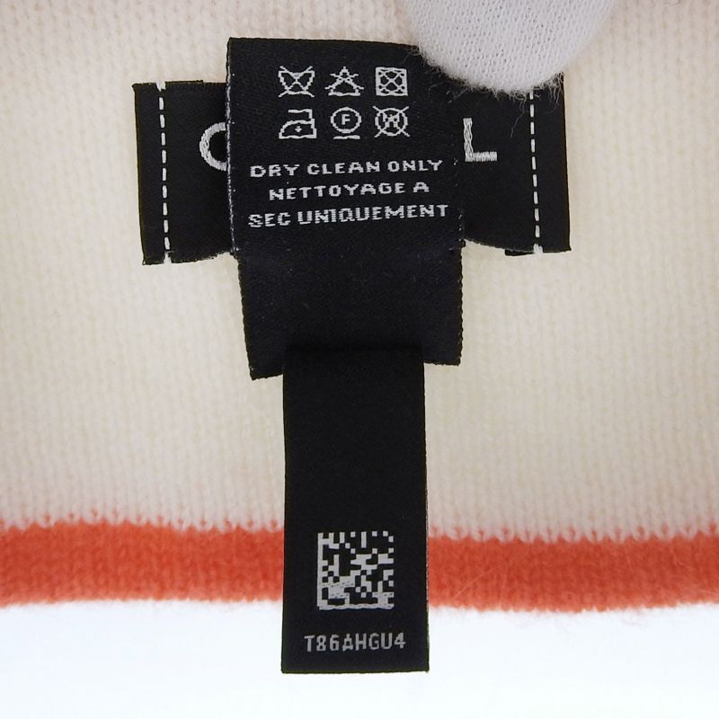 CHANEL 2024 24A 100% Cashmere Logo Design Hat Beanie Knit Cap White Orange L