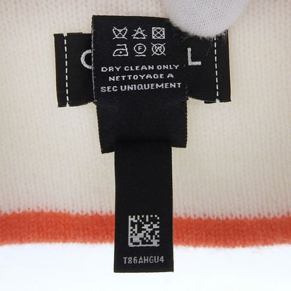 CHANEL 2024 24A 100% Cashmere Logo Design Hat Beanie Knit Cap White Orange L