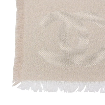 CHANEL 2023 G23 Silk Cashmere Blend Lamé Coco Mark Pattern Scarf Pink-beige