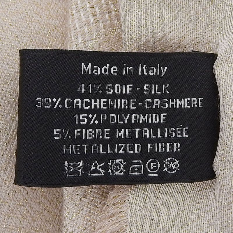 CHANEL 2023 G23 Silk Cashmere Blend Lamé Coco Mark Pattern Scarf Pink-beige