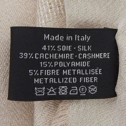 CHANEL 2023 G23 Silk Cashmere Blend Lamé Coco Mark Pattern Scarf Pink-beige