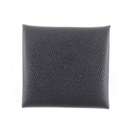 Hermes Bastia Black Vaux Epson Coin Case Coin Purse Wallet With Box Engraved B