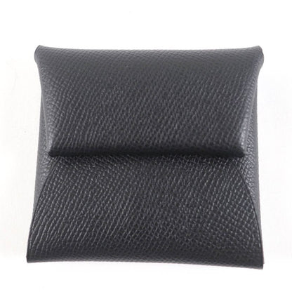 Hermes Bastia Black Vaux Epson Coin Case Coin Purse Wallet With Box Engraved B