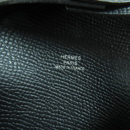 Hermes Bastia Black Vaux Epson Coin Case Coin Purse Wallet With Box Engraved B