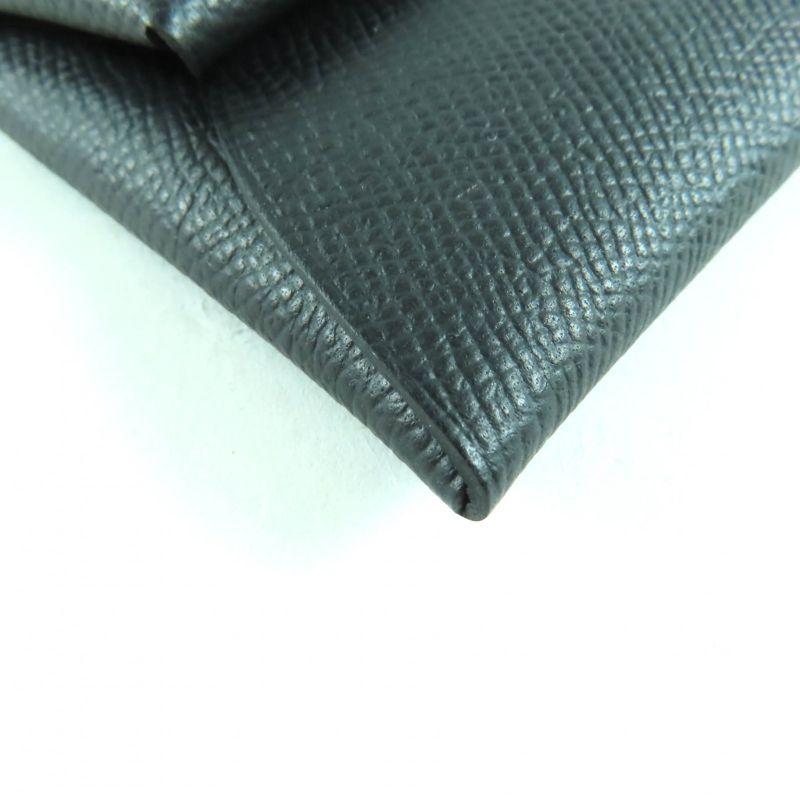 Hermes Bastia Black Vaux Epson Coin Case Coin Purse Wallet With Box Engraved B