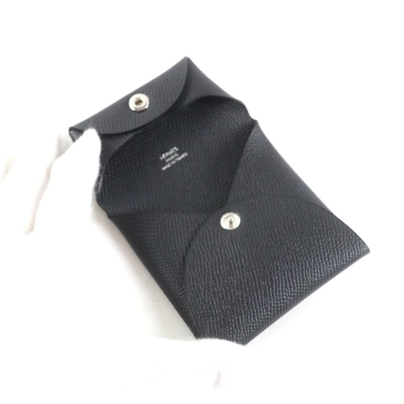 Hermes Bastia Black Vaux Epson Coin Case Coin Purse Wallet With Box Engraved B