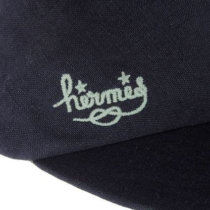 Hermes Paola 100% Linen Logo Embroidery Checkered Lining Casket Hat Navy 57