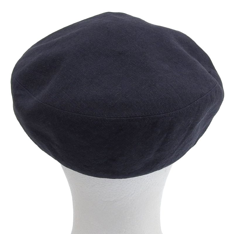 Hermes Paola 100% Linen Logo Embroidery Checkered Lining Casket Hat Navy 57