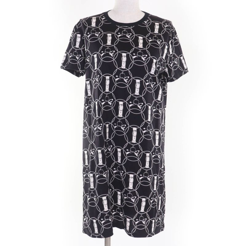 Hermes 2h4508db La Promenade Du Matin Morning Walk 100% Cotton Dress Black 38