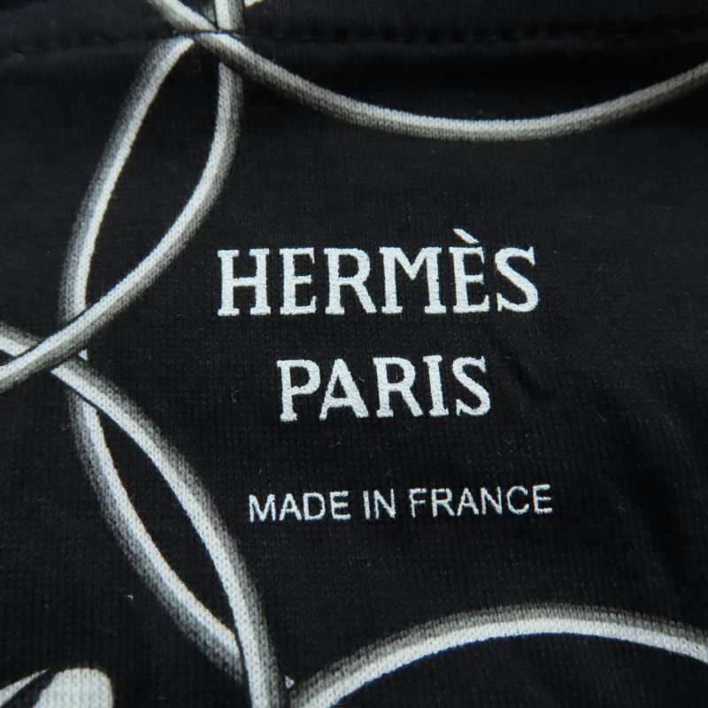 Hermes 2h4508db La Promenade Du Matin Morning Walk 100% Cotton Dress Black 38