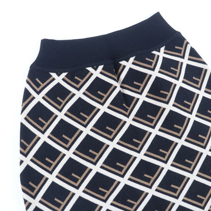 Fendi F Logo Allover Zucca Pattern Knit Skirt Mini Skirt Trapezoidal Skirt