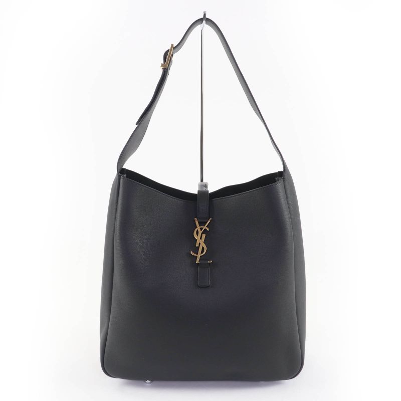 Saint Laurent Paris 753837 LE 5 A 7 Soft Large Leather Shoulder Bag Black Gold