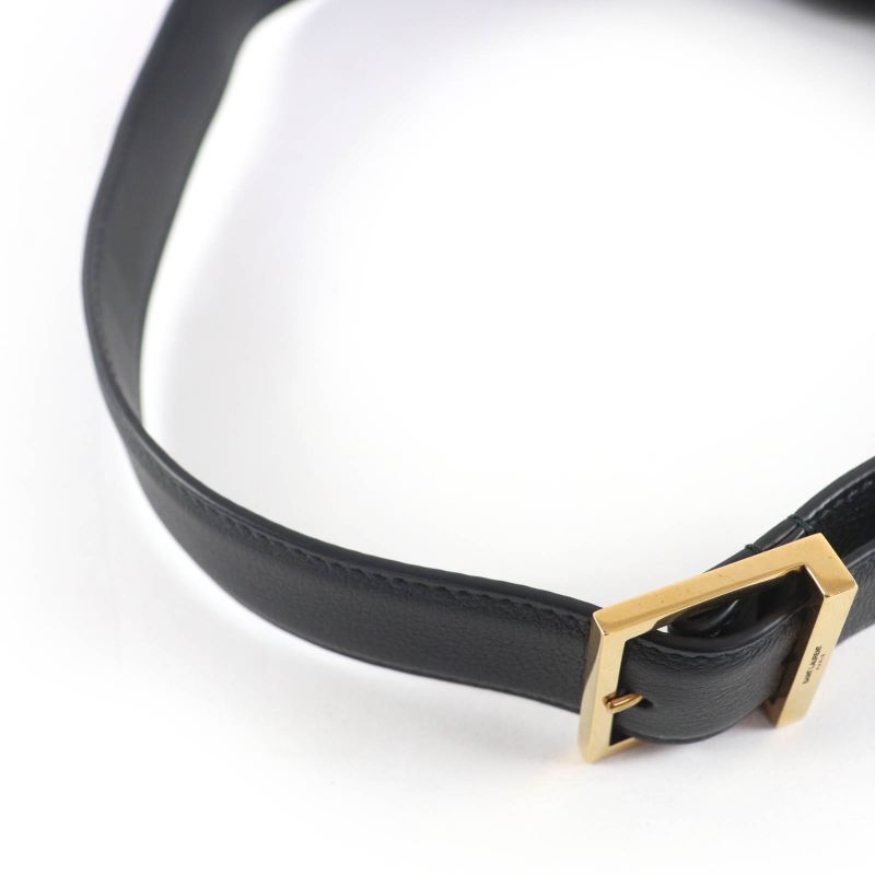 Saint Laurent Paris 753837 LE 5 A 7 Soft Large Leather Shoulder Bag Black Gold