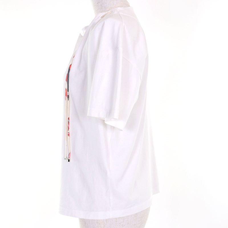 Hermes 06-7731 20SS 100% Cotton 100% Silk Top With Loop Tie Short Sleeve