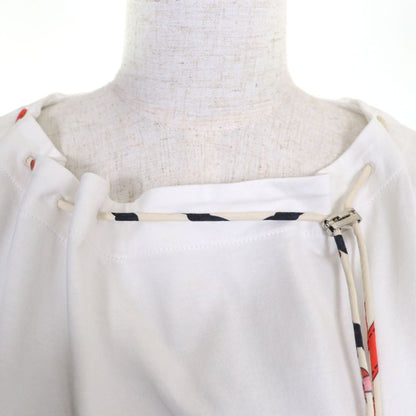 Hermes 06-7731 20SS 100% Cotton 100% Silk Top With Loop Tie Short Sleeve