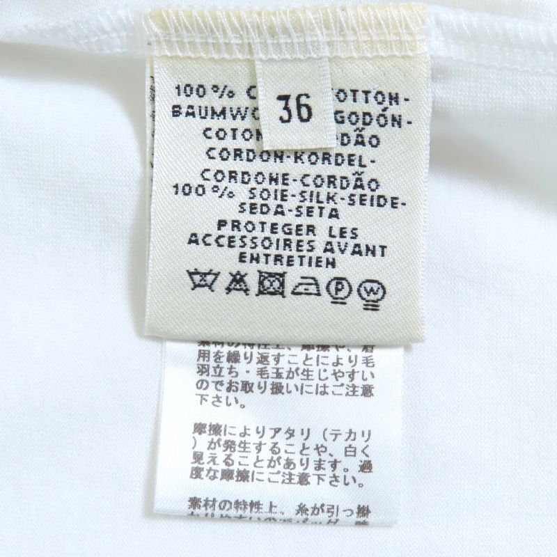 Hermes 06-7731 20SS 100% Cotton 100% Silk Top With Loop Tie Short Sleeve