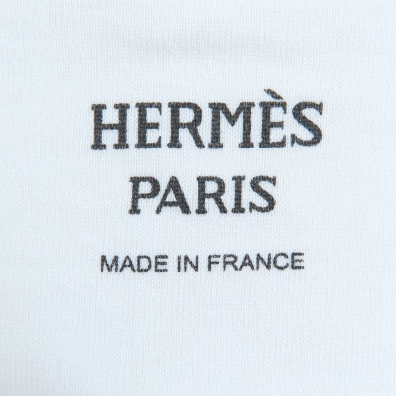 Hermes 06-7731 20SS 100% Cotton 100% Silk Top With Loop Tie Short Sleeve