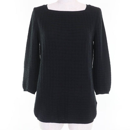 Hermes Cashmere Silk Seventh Sleeve Knit Top Sweater Black 38 Made In Italy