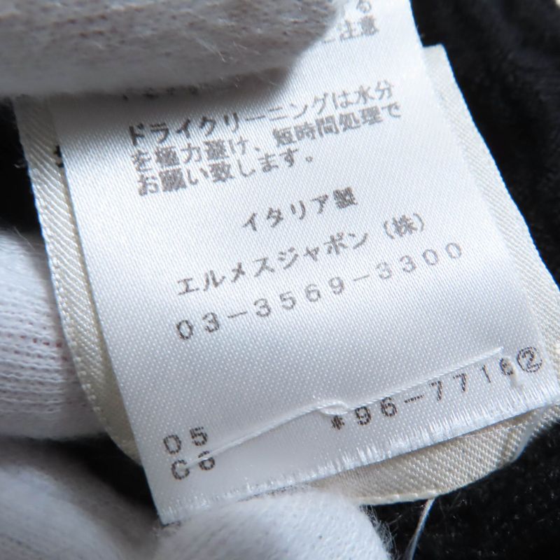 Hermes Cashmere Silk Seventh Sleeve Knit Top Sweater Black 38 Made In Italy