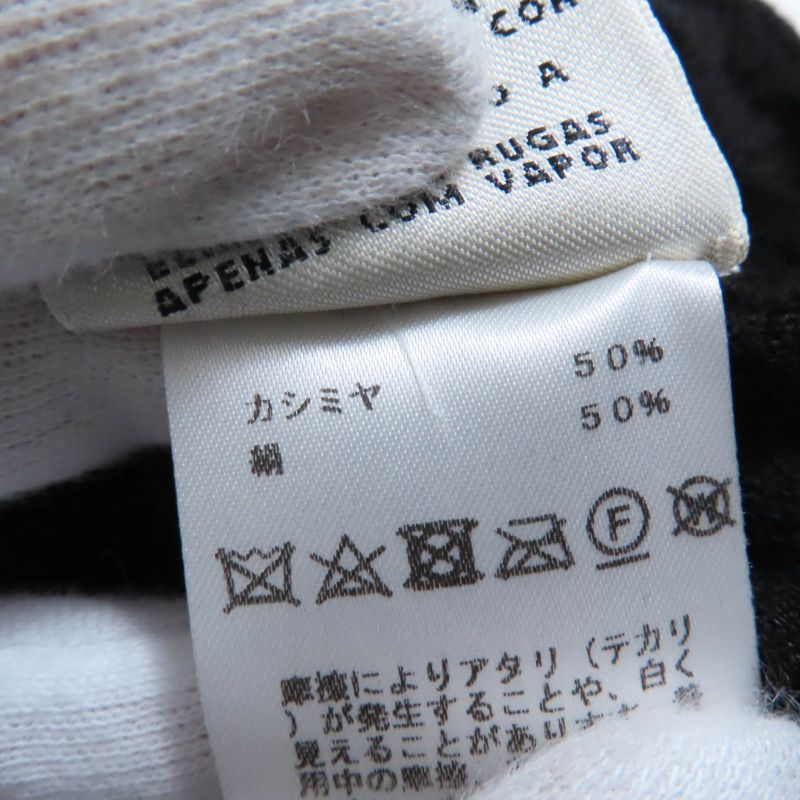 Hermes Cashmere Silk Seventh Sleeve Knit Top Sweater Black 38 Made In Italy