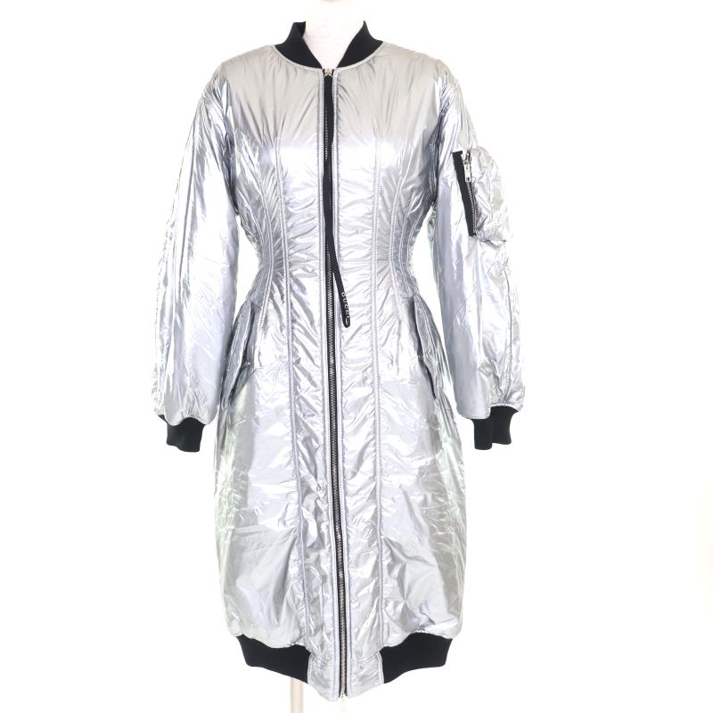 Gucci 24SS Resort Collection Metallic Runway Worn Zip Up Long Coat Silver 36