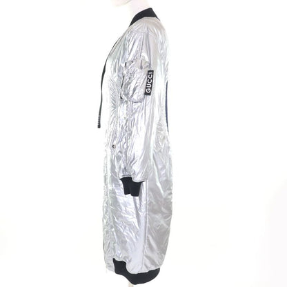 Gucci 24SS Resort Collection Metallic Runway Worn Zip Up Long Coat Silver 36