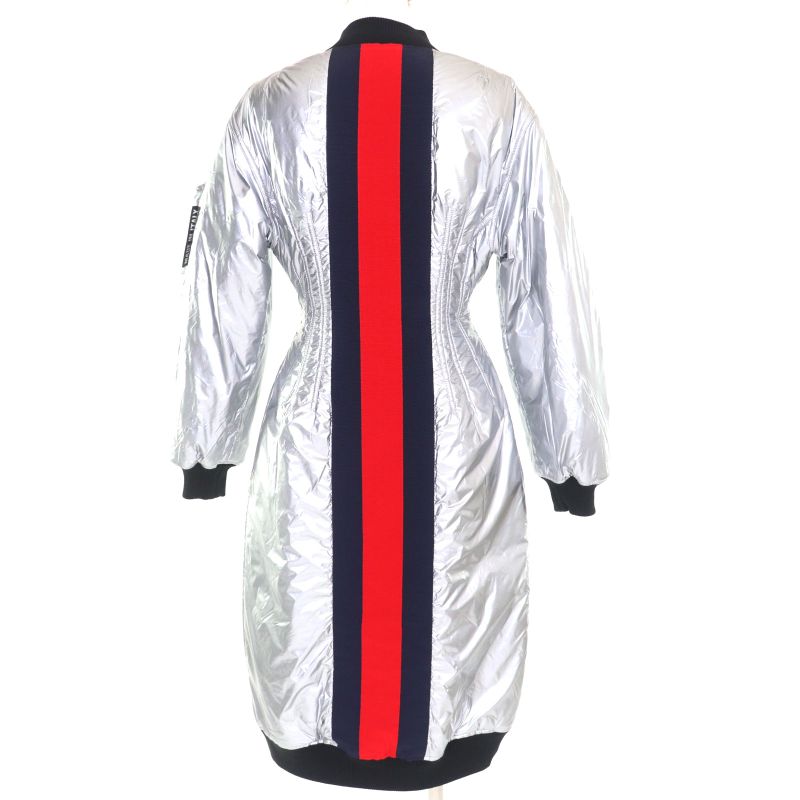 Gucci 24SS Resort Collection Metallic Runway Worn Zip Up Long Coat Silver 36