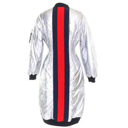 Gucci 24SS Resort Collection Metallic Runway Worn Zip Up Long Coat Silver 36
